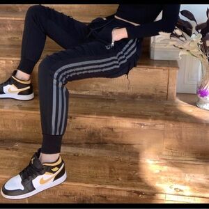 Y-3 Black Joggers with Triple Gray Stripes